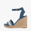 Espadrillas de cuña de denim con logotipo de cinta Espadrillas de cuña de denim con logotipo de cinta