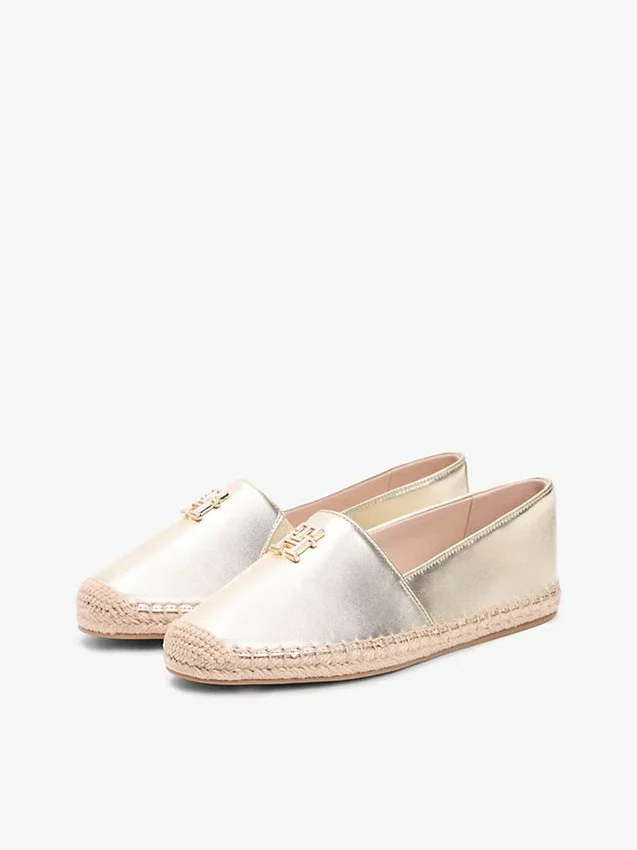 Espadrillas de cuero metalizado con TH Monogram Espadrillas de cuero metalizado con TH Monogram