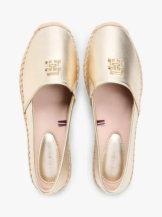 Espadrillas de cuero metalizado con TH Monogram Espadrillas de cuero metalizado con TH Monogram