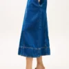 Falda midi acampanada de denim de talle alto