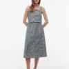 Falda midi de mezcla de lino con estampado de cuadros vichy Falda midi de mezcla de lino con estampado de cuadros vichy