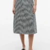 Falda midi de mezcla de lino con estampado de cuadros vichy Falda midi de mezcla de lino con estampado de cuadros vichy