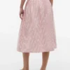 Falda midi de popelín fruncida a rayas Falda midi de popelín fruncida a rayas