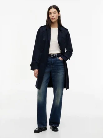 Gabardina cruzada con cinturón