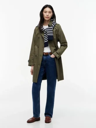 Gabardina cruzada con cinturón