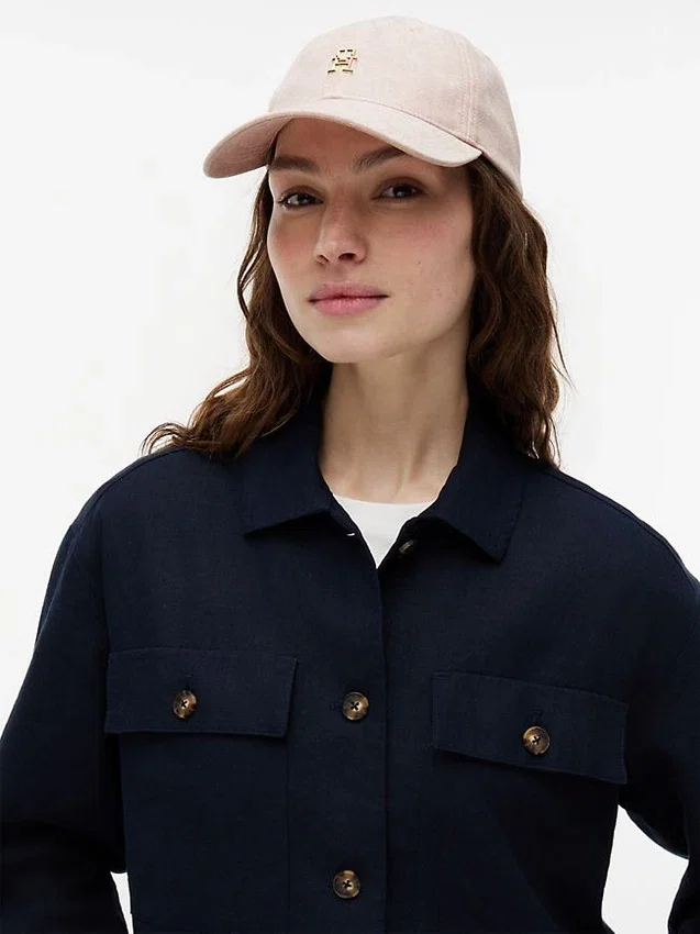 Gorra de béisbol con logotipo monograma en mezcla de lino Gorra de béisbol con logotipo monograma en mezcla de lino