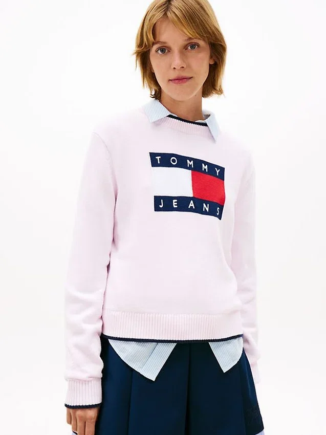 Jersey con ribete y logotipo de bandera de Tommy Jeans Jersey con ribete y logotipo de bandera de Tommy Jeans