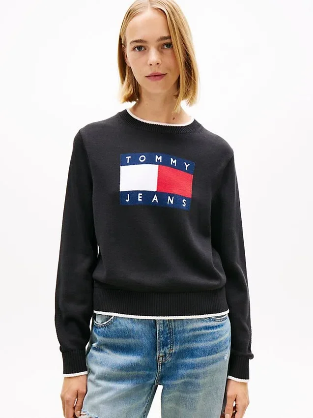 Jersey con ribete y logotipo de bandera de Tommy Jeans Jersey con ribete y logotipo de bandera de Tommy Jeans