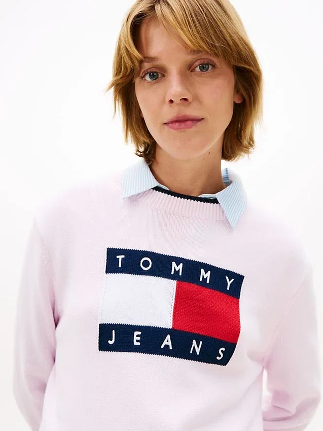 Jersey con ribete y logotipo de bandera de Tommy Jeans Jersey con ribete y logotipo de bandera de Tommy Jeans