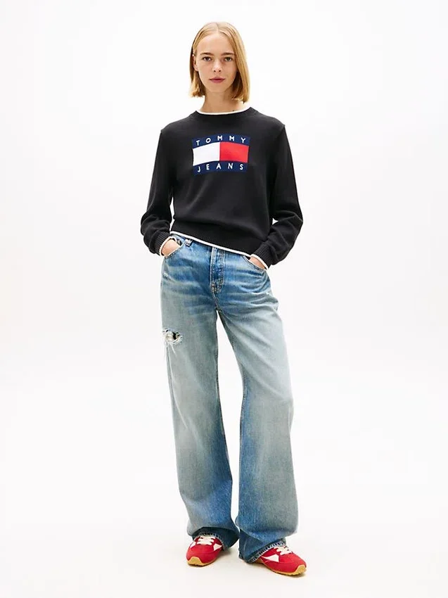 Jersey con ribete y logotipo de bandera de Tommy Jeans Jersey con ribete y logotipo de bandera de Tommy Jeans