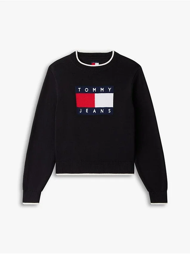 Jersey con ribete y logotipo de bandera de Tommy Jeans Jersey con ribete y logotipo de bandera de Tommy Jeans