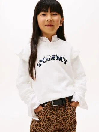 Jersey con volantes y logo de lentejuelas para niña