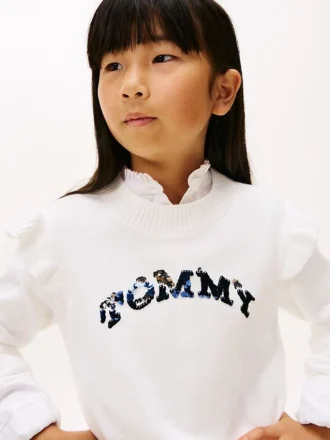 Jersey con volantes y logo de lentejuelas para niña