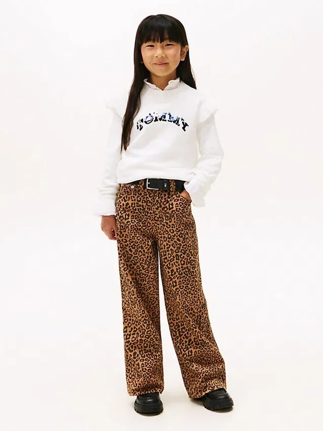 Jersey con volantes y logo de lentejuelas para niña Jersey con volantes y logo de lentejuelas para niña