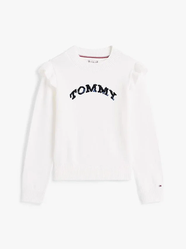 Jersey con volantes y logo de lentejuelas para niña Jersey con volantes y logo de lentejuelas para niña