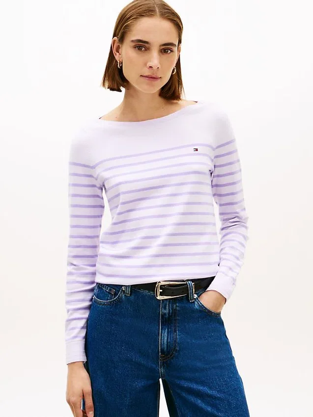 Jersey de cuello barco a rayas Jersey de cuello barco a rayas