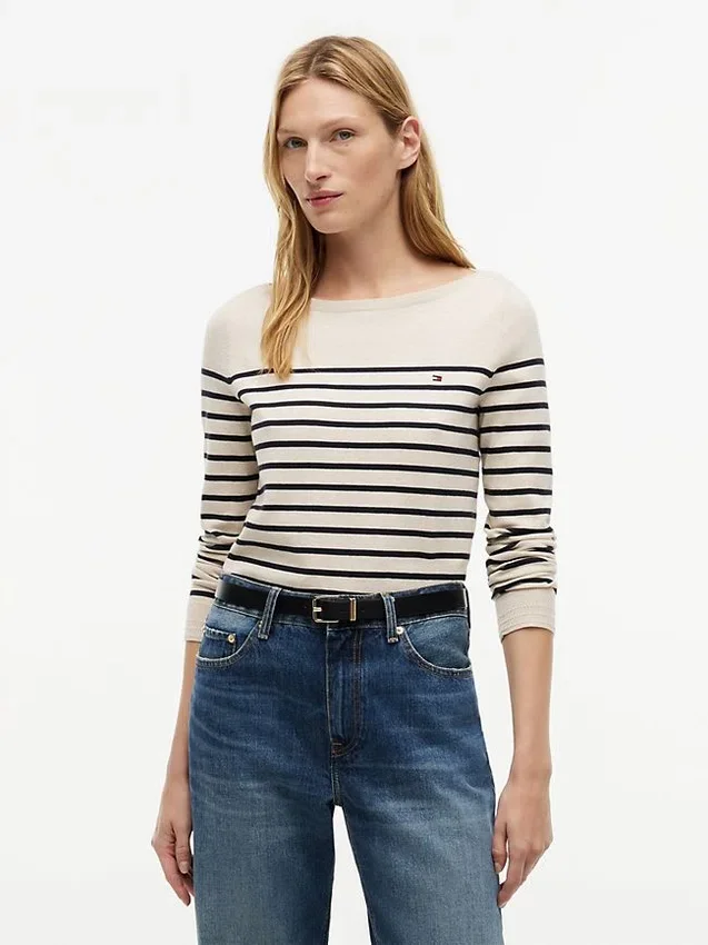 Jersey de cuello barco a rayas Jersey de cuello barco a rayas