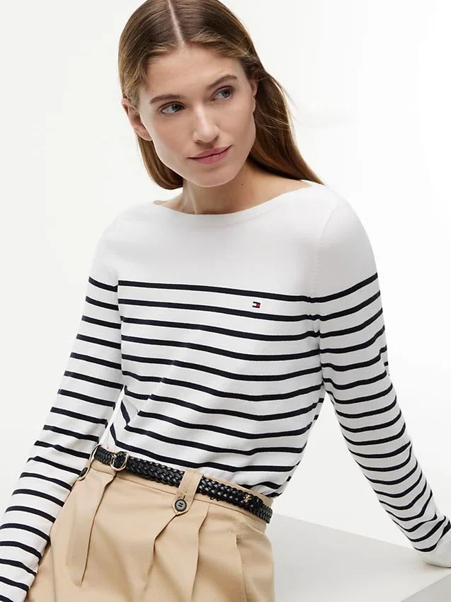Jersey de cuello barco a rayas Jersey de cuello barco a rayas