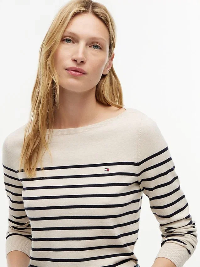 Jersey de cuello barco a rayas Jersey de cuello barco a rayas
