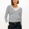 Jersey de cuello en V a rayas