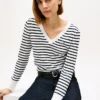 Jersey de cuello en V a rayas