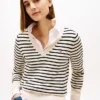 Jersey de cuello en V a rayas