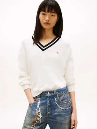 Jersey de cuello en V de corte holgado de Tommy Jeans Jersey de cuello en V de corte holgado de Tommy Jeans