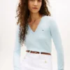 Jersey de cuello en V de mezcla de viscosa