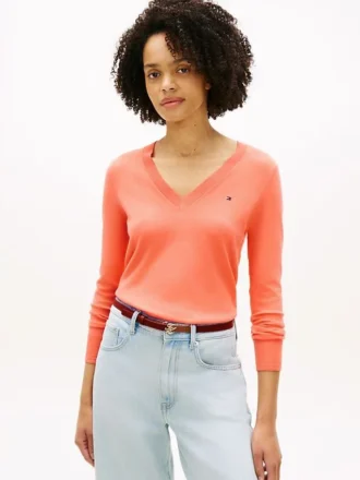 Jersey de cuello en V de mezcla de viscosa