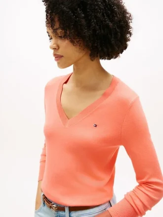 Jersey de cuello en V de mezcla de viscosa
