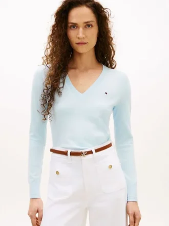 Jersey de cuello en V de mezcla de viscosa