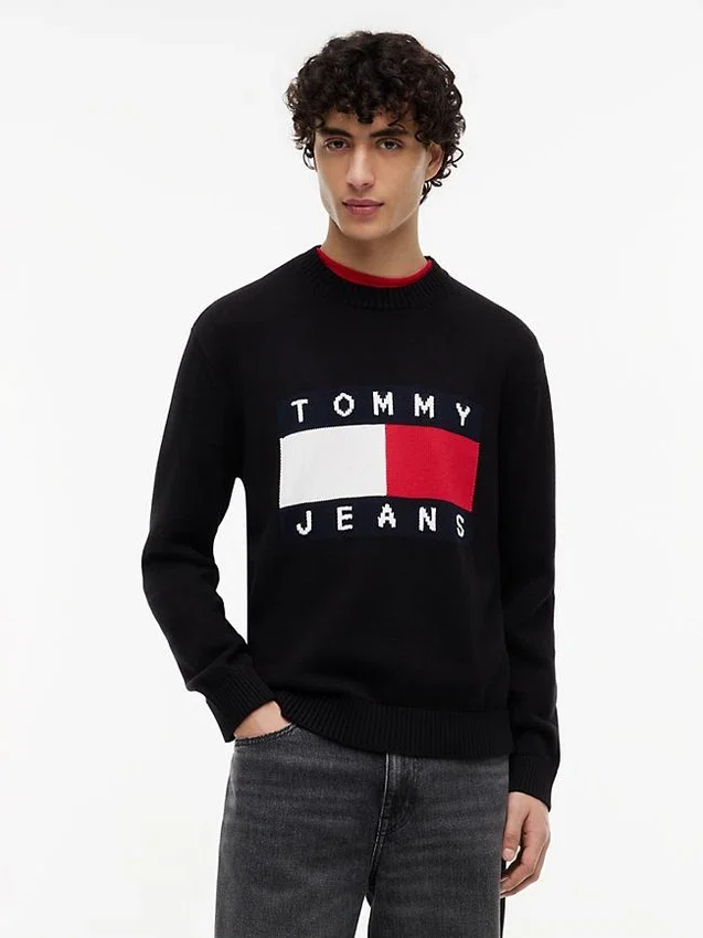 Jersey de cuello redondo con logotipo de bandera de Tommy Jeans Jersey de cuello redondo con logotipo de bandera de Tommy Jeans