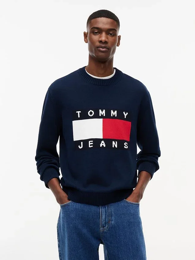 Jersey de cuello redondo con logotipo de bandera de Tommy Jeans Jersey de cuello redondo con logotipo de bandera de Tommy Jeans