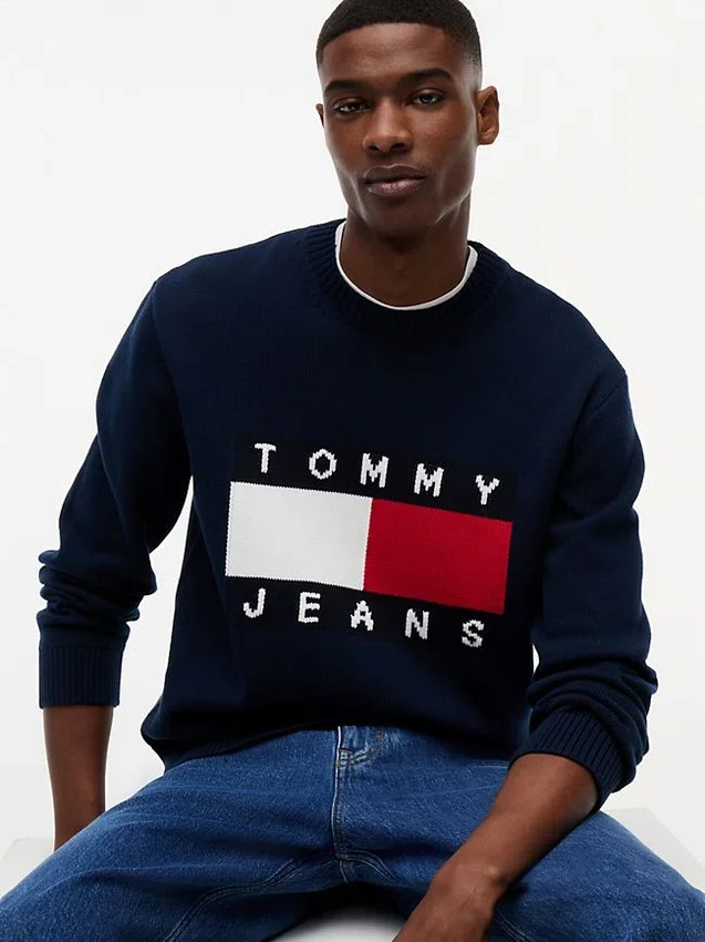 Jersey de cuello redondo con logotipo de bandera de Tommy Jeans Jersey de cuello redondo con logotipo de bandera de Tommy Jeans