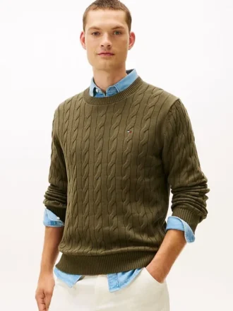 Jersey de cuello redondo con punto trenzado