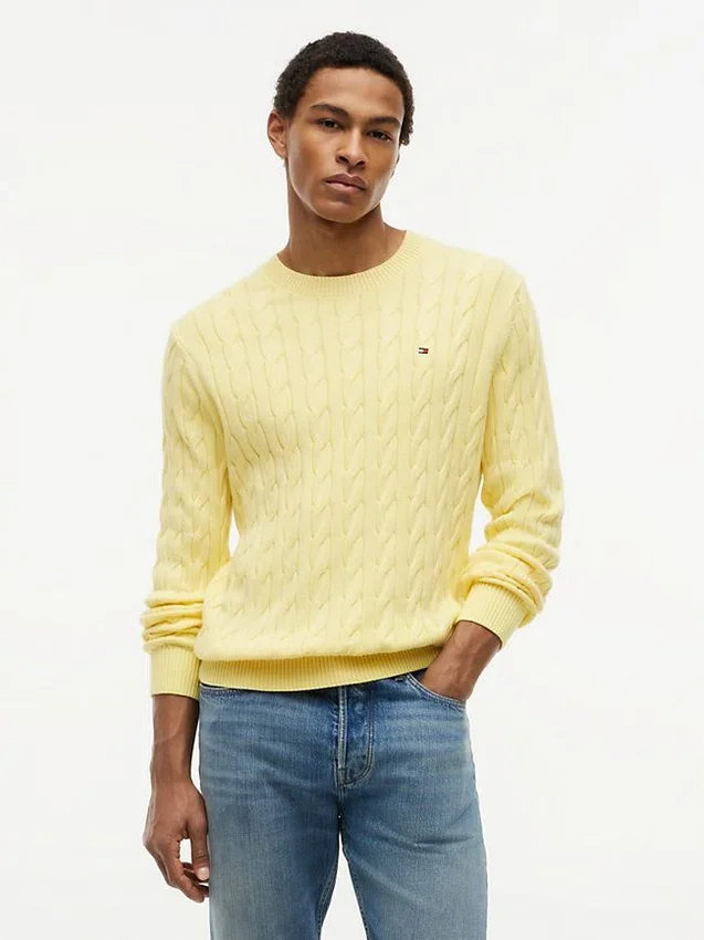 Jersey de cuello redondo con punto trenzado Jersey de cuello redondo con punto trenzado