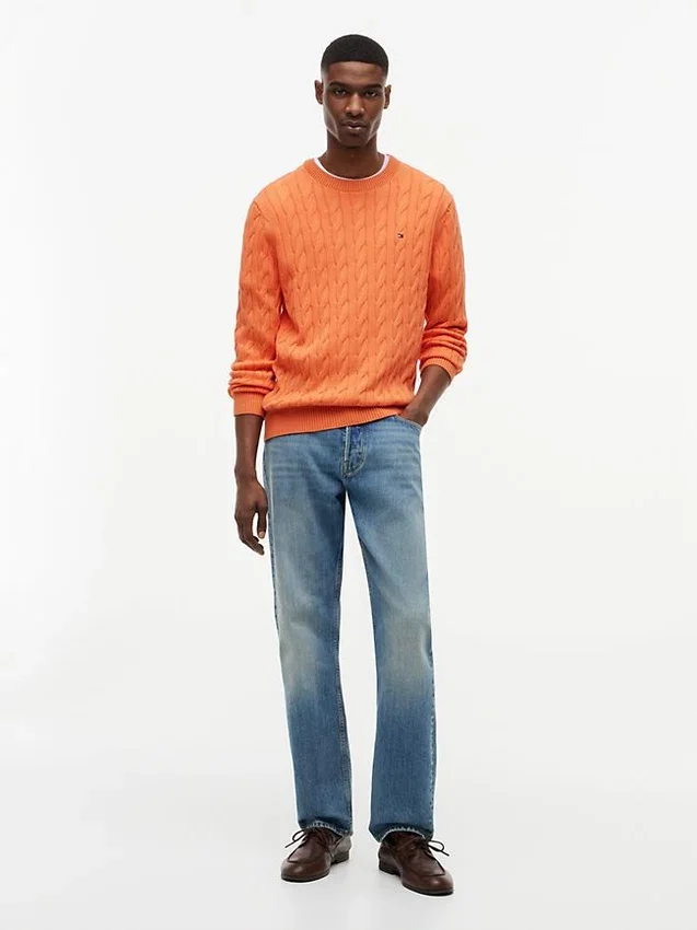 Jersey de cuello redondo con punto trenzado Jersey de cuello redondo con punto trenzado