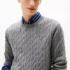 Jersey de cuello redondo con punto trenzado Jersey de cuello redondo con punto trenzado