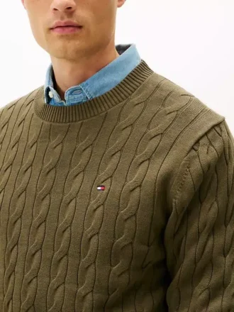 Jersey de cuello redondo con punto trenzado
