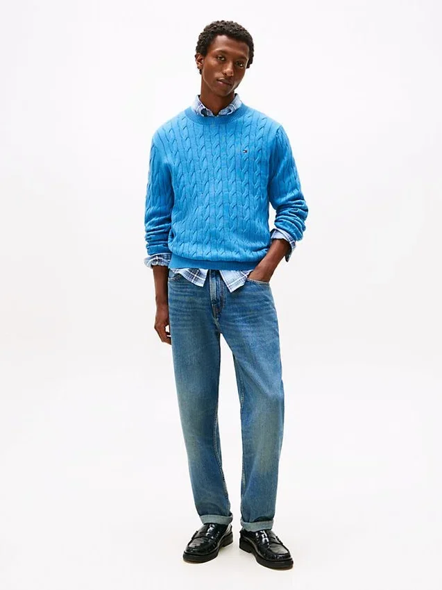 Jersey de cuello redondo con punto trenzado Jersey de cuello redondo con punto trenzado