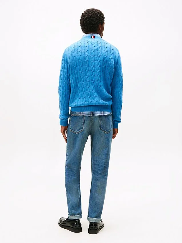 Jersey de cuello redondo con punto trenzado Jersey de cuello redondo con punto trenzado