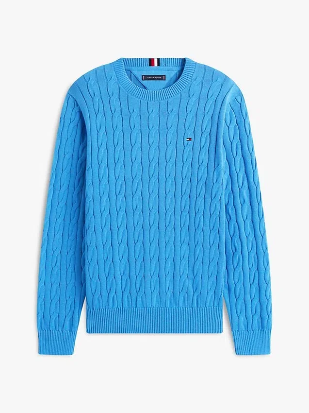 Jersey de cuello redondo con punto trenzado Jersey de cuello redondo con punto trenzado