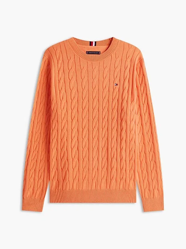 Jersey de cuello redondo con punto trenzado Jersey de cuello redondo con punto trenzado