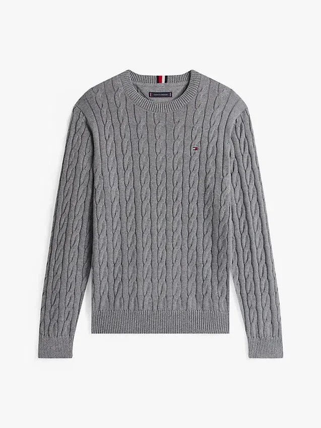 Jersey de cuello redondo con punto trenzado Jersey de cuello redondo con punto trenzado