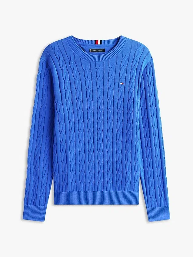 Jersey de cuello redondo con punto trenzado Jersey de cuello redondo con punto trenzado