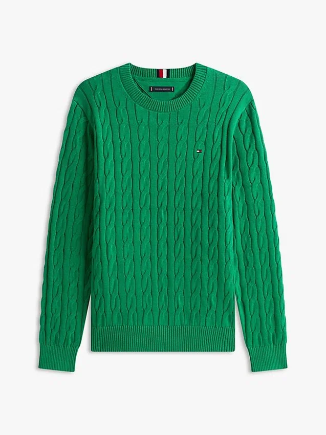 Jersey de cuello redondo con punto trenzado Jersey de cuello redondo con punto trenzado