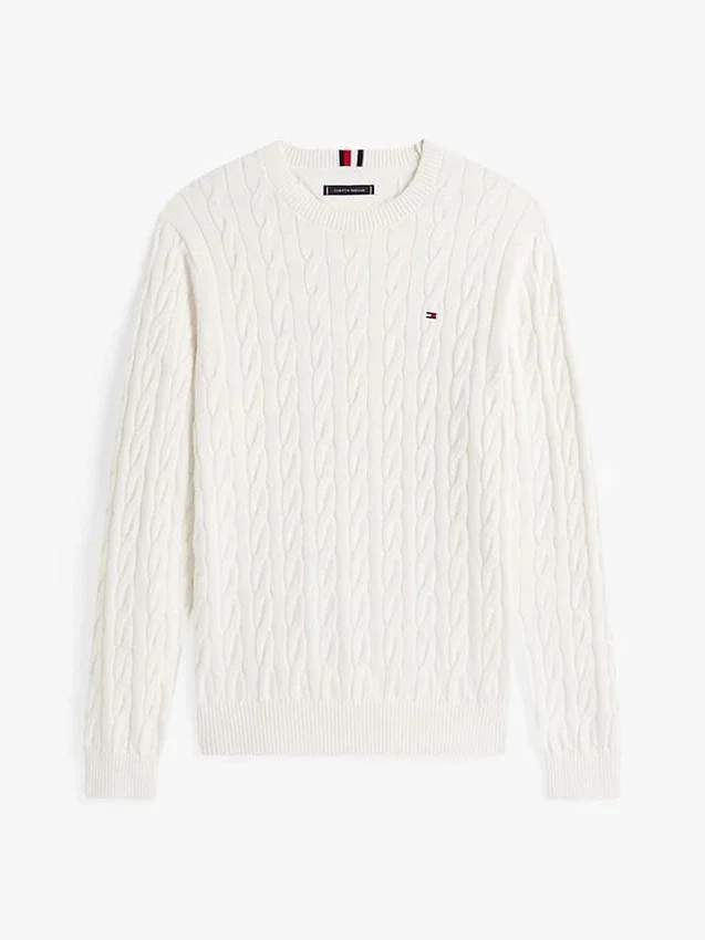 Jersey de cuello redondo con punto trenzado Jersey de cuello redondo con punto trenzado