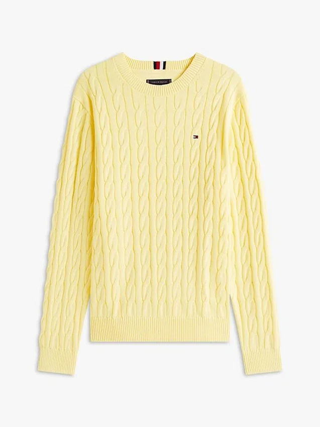 Jersey de cuello redondo con punto trenzado Jersey de cuello redondo con punto trenzado