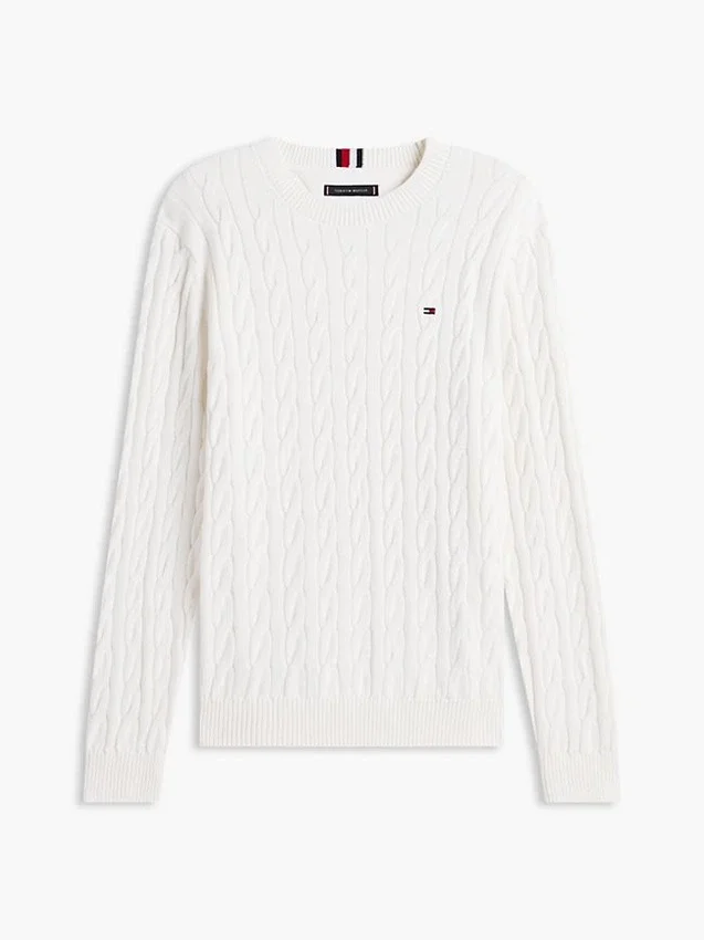 Jersey de cuello redondo con punto trenzado Jersey de cuello redondo con punto trenzado