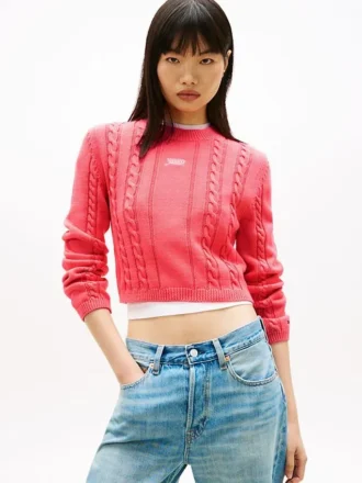 Jersey de punto trenzado con logotipo de Tommy Jeans
